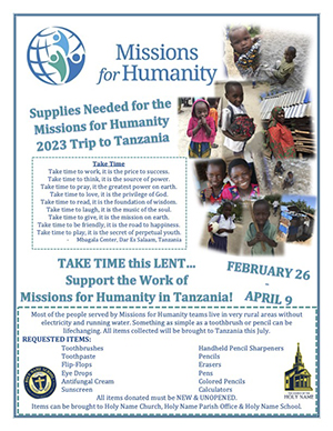 2023 Missions for Humanity flyer
