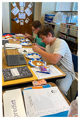 Two students working on a project in the classroom